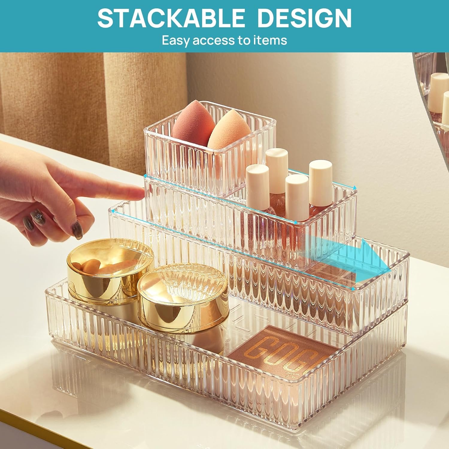 7 PCS Clear Acrylic Drawer Organizer Bins R1828
