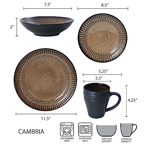 16-Piece Stoneware Dinnerware Set, Dark Brown M954693