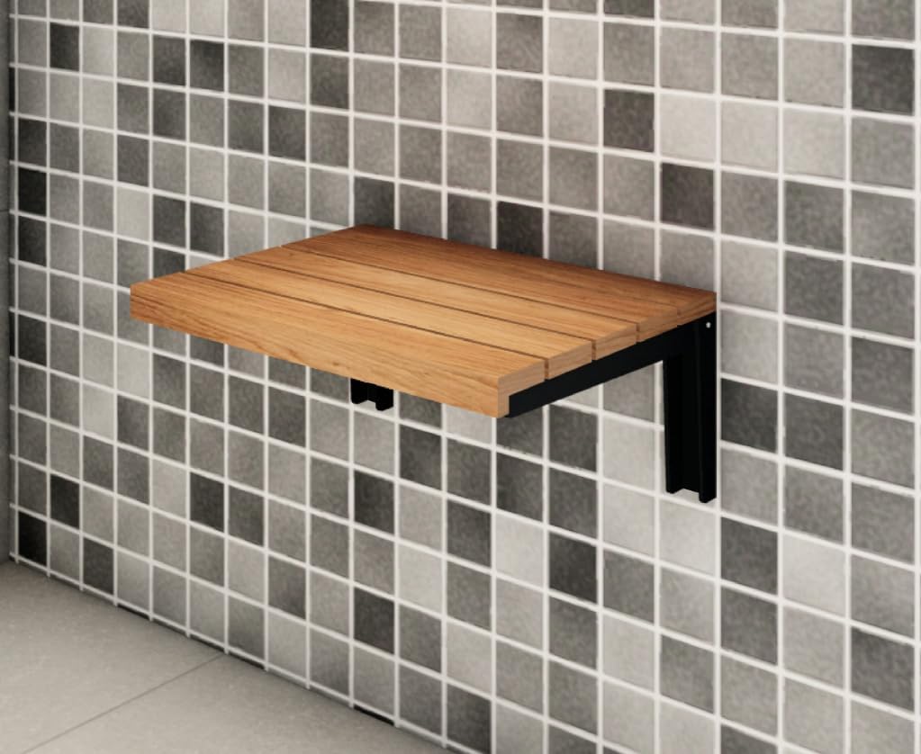 Folding Wooden Wall Mounted Shower Bench I59818