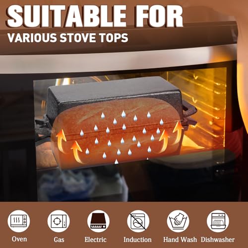 2 Piece 10 x 5 Inches Cast Iron Bread Pan with Lid Loaf Pans Set N5756