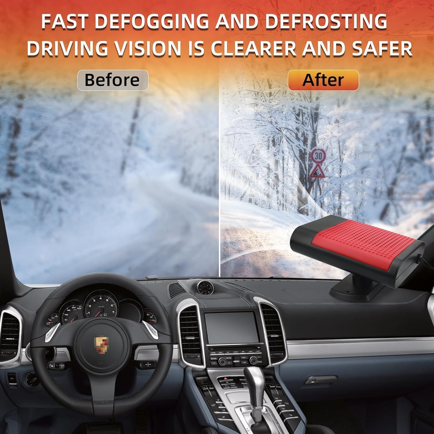 12V 150W Portable Car Heater Defroster with 360-Degree Suction Holder Z37258
