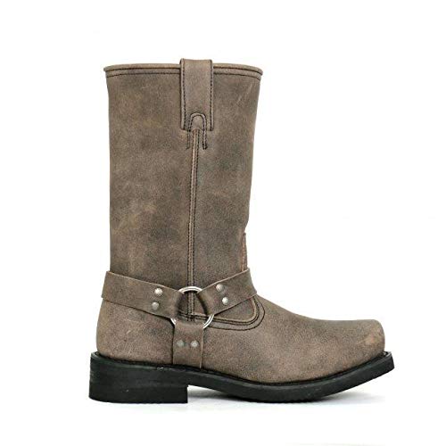 Stone Wash Brown 11-inch Tall Harness Leather Boots S35137