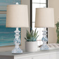 Green Table Lamp Set of 2 with Linen Shades Q536