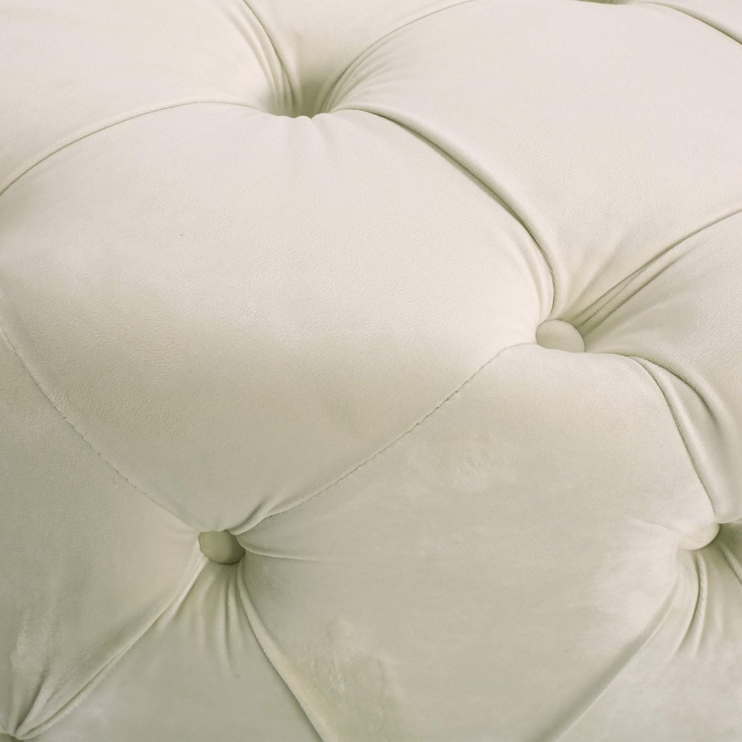 Beige Round Tufted Velvet Ottoman M936378