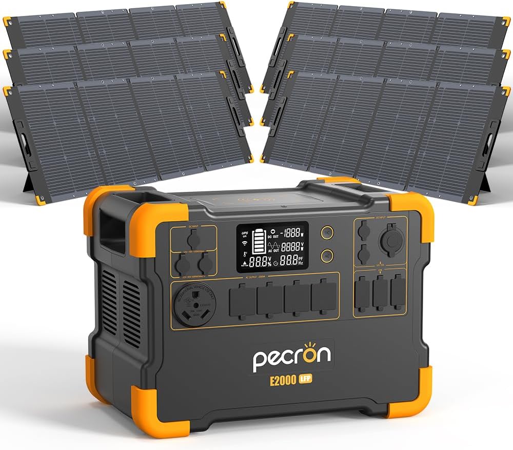 Portable Power Station with 6 Solar Panels LiFePO4 Battery Backup Z425292