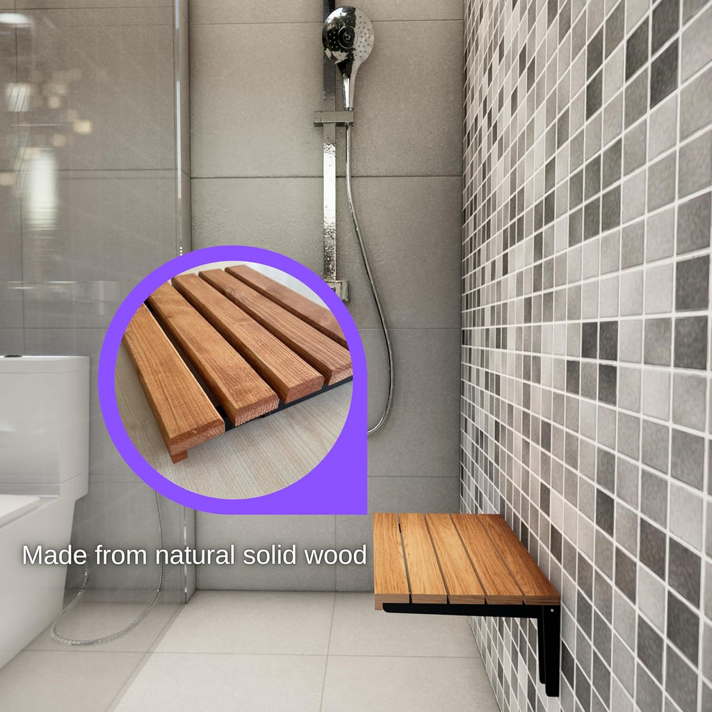 Folding Wooden Wall Mounted Shower Bench I59818