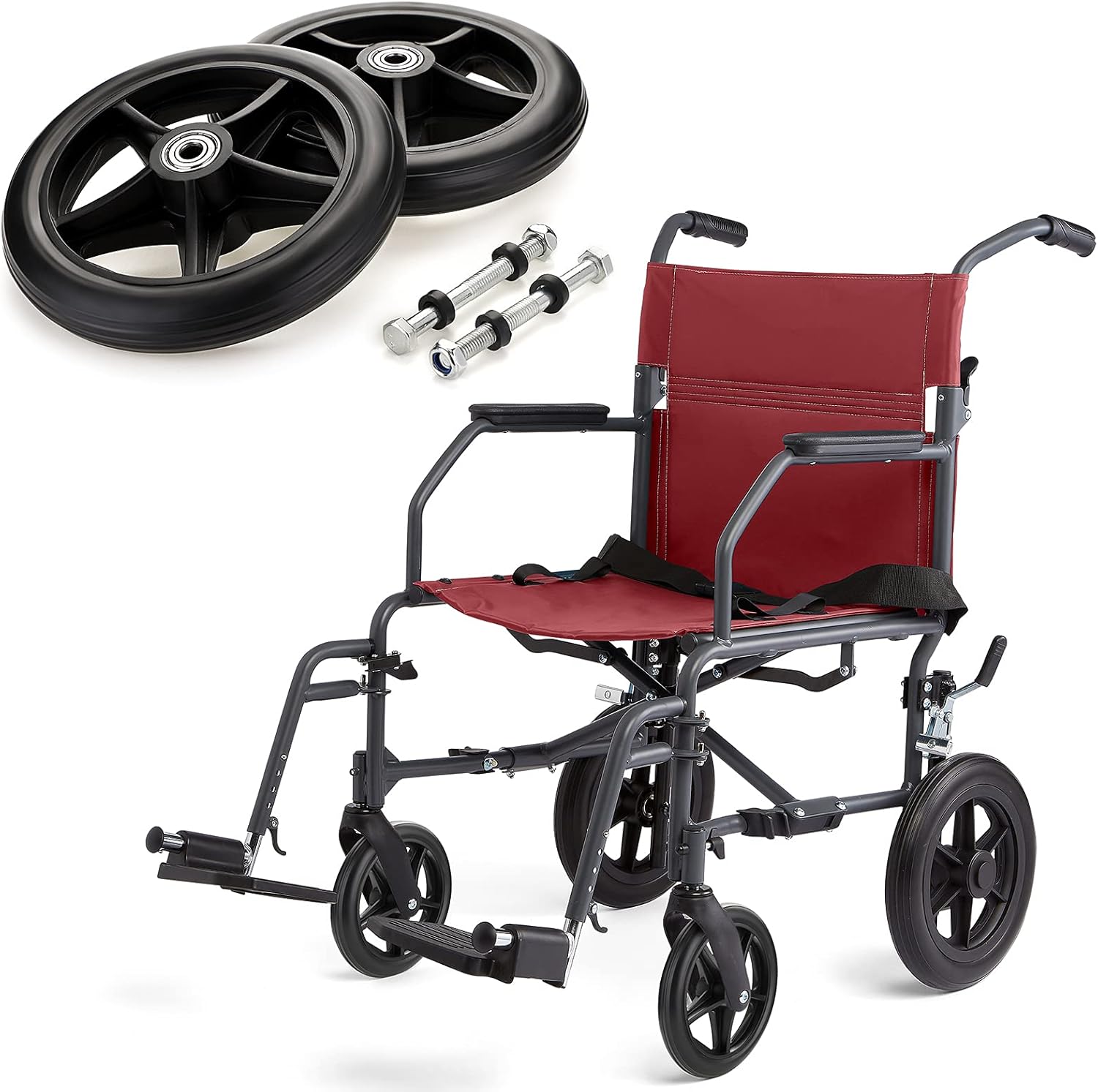 2PCS 6 Inch Rubber Wheelchair Front Wheels Replacement Casters Black O654980