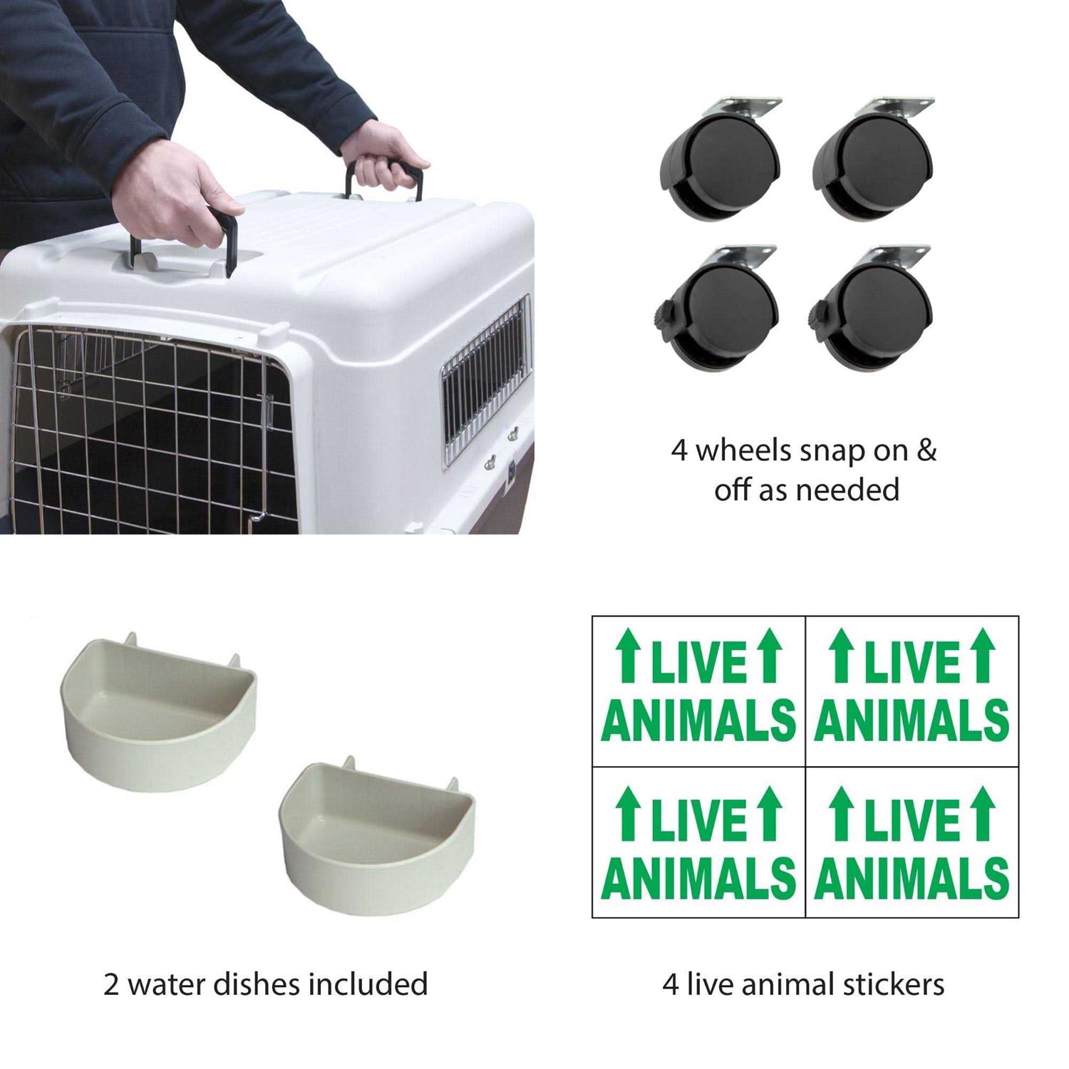Plastic Kennels Rolling Wire Door Travel Dog Crate B9760