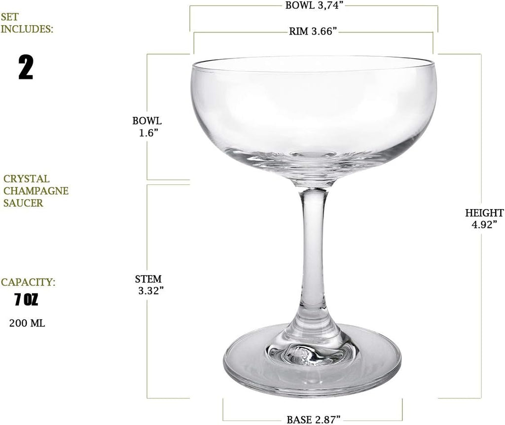 Champagne Coupe Glass Set of 2, Crystal, 7 oz B265