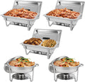 5 Pk Stainless Steel Chafing Dish Set with Full & Half Size Food Pan L467190
