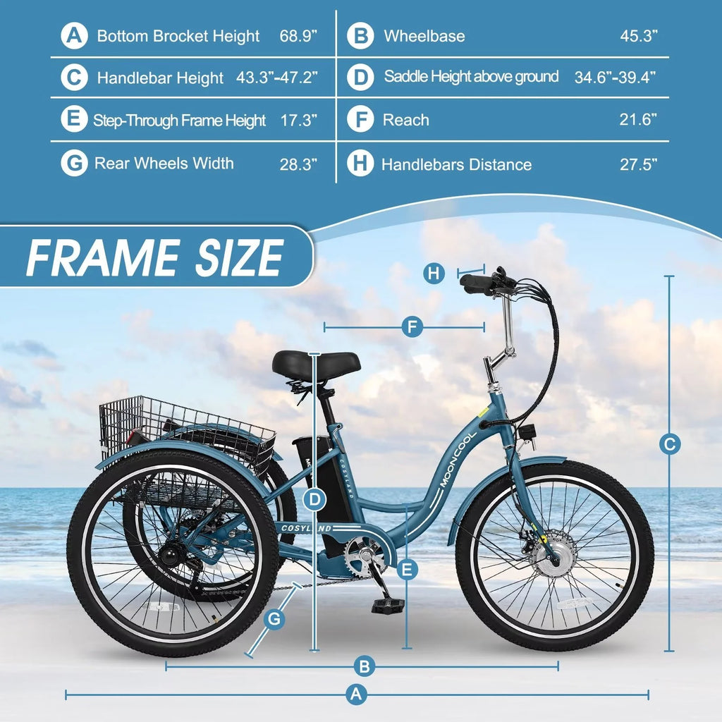24" 350W 36V 7 Speeds Electric Tricycle with Basket Z90825