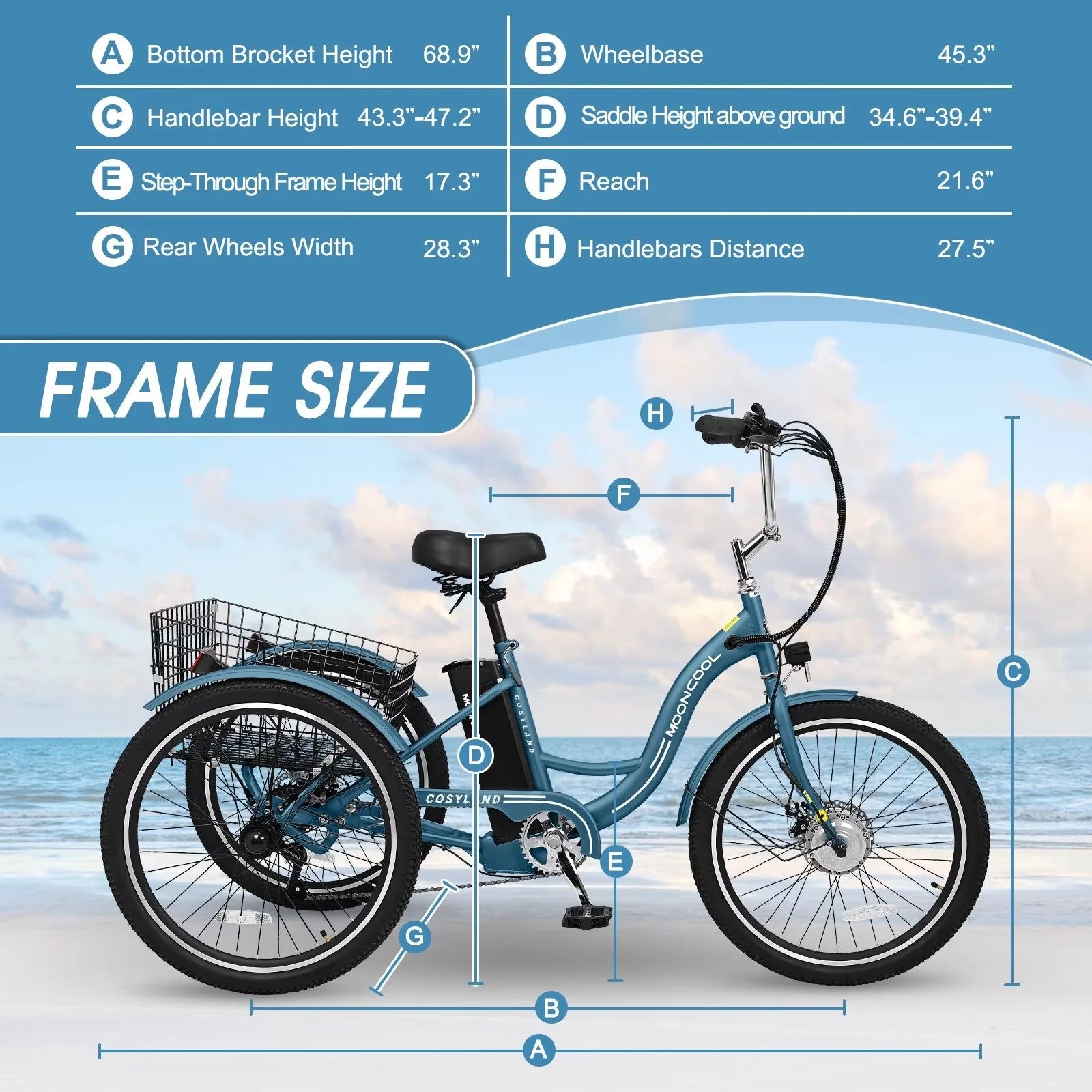 24" 350W 36V 7 Speeds Electric Tricycle with Basket Z90825