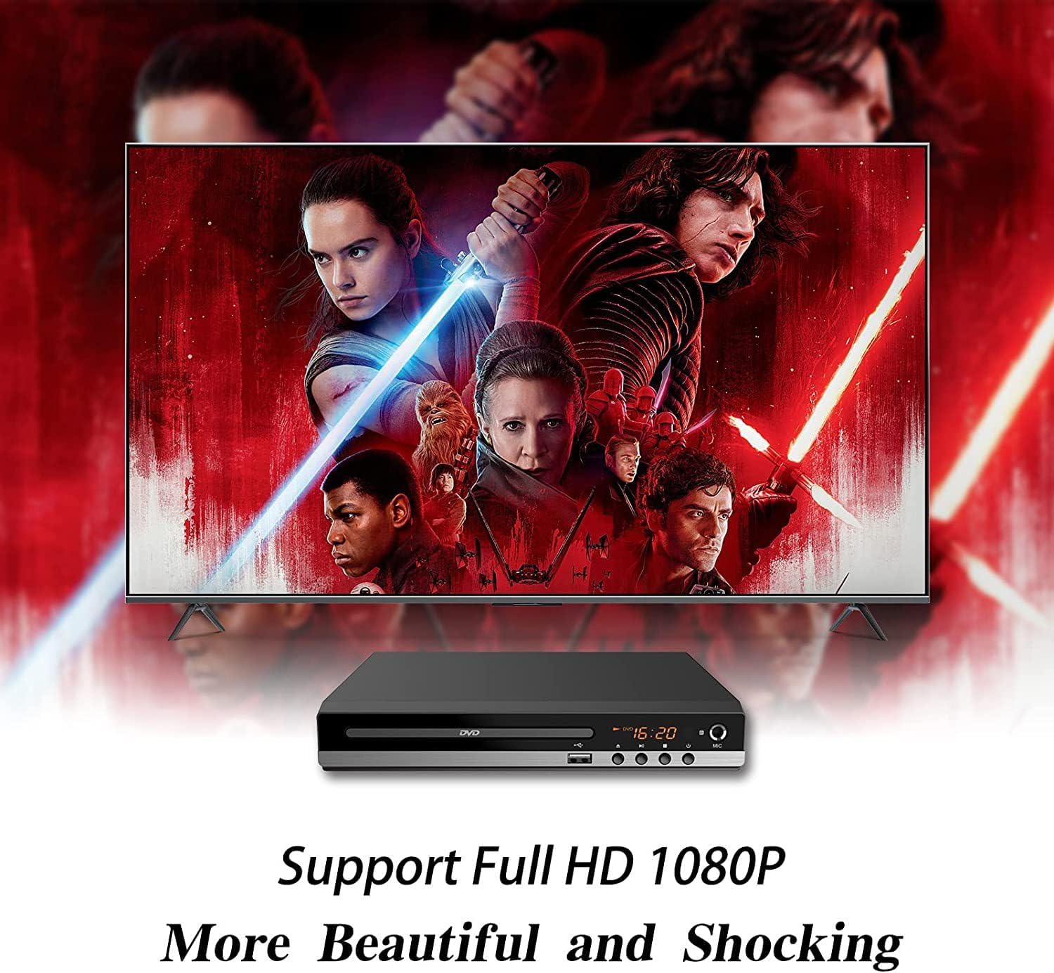 Compact DVD Player with Remote HDMI and RCA Cables USB Input S14634