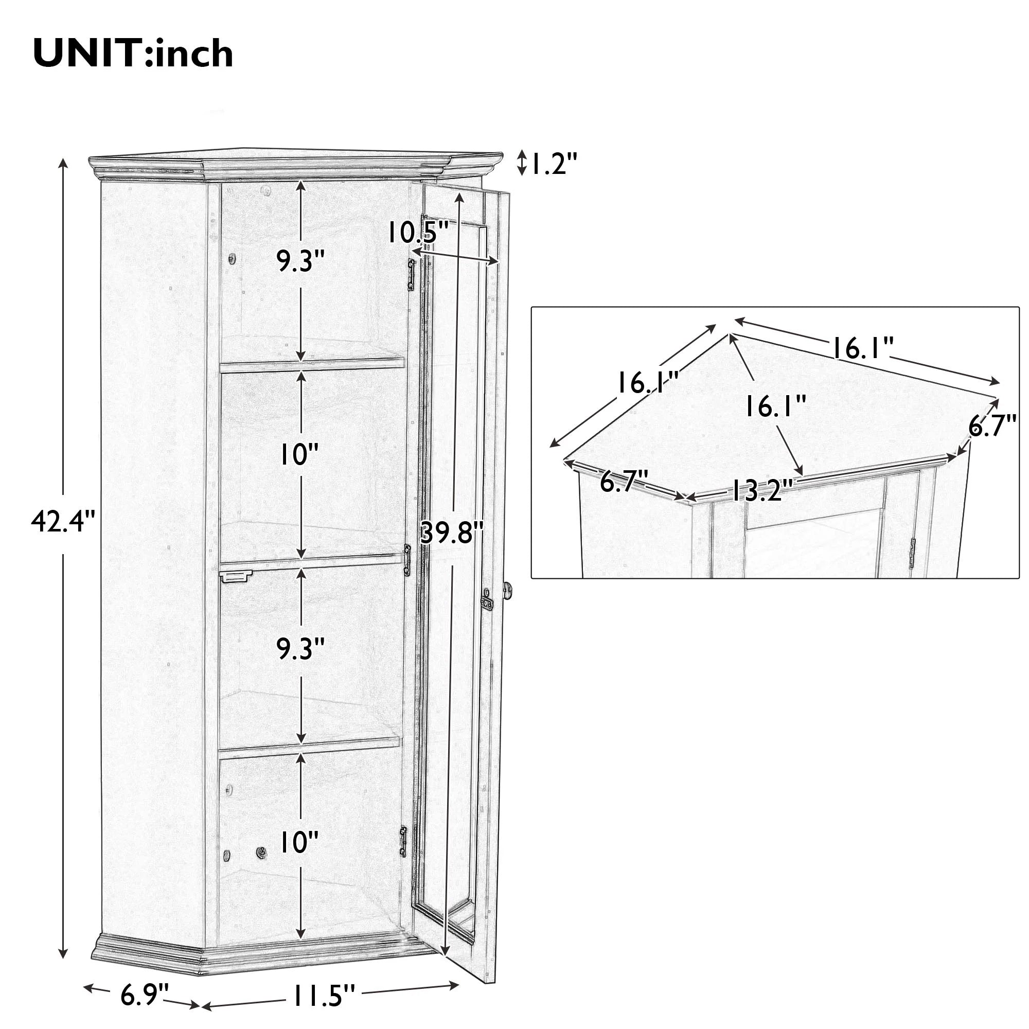 Freestanding Bathroom Cabinet with Glass Door, MDF Board with Painted Finish J983