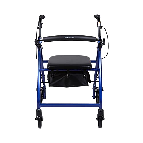 Red Lightweight Aluminum Rollator Walker with Seat and Wheels, 300 lbs Weight Capacity J222