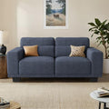 Blue 3 Seater Linen Sofa with Deep Seats G9345