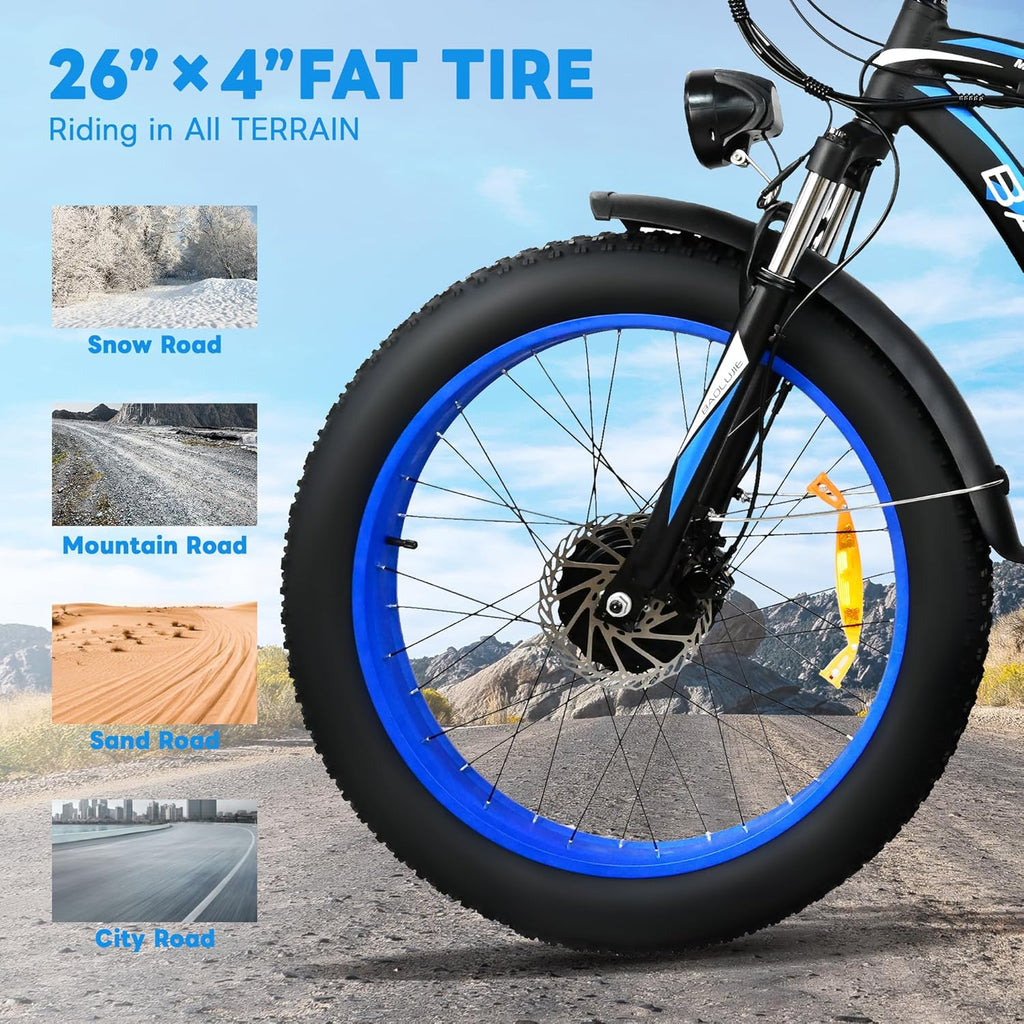 Two 2000W Electric Bikes with 48V 20Ah Removable Batteries 21 Speed Hydraulic Disc Brake (Blue + Blue) R1139