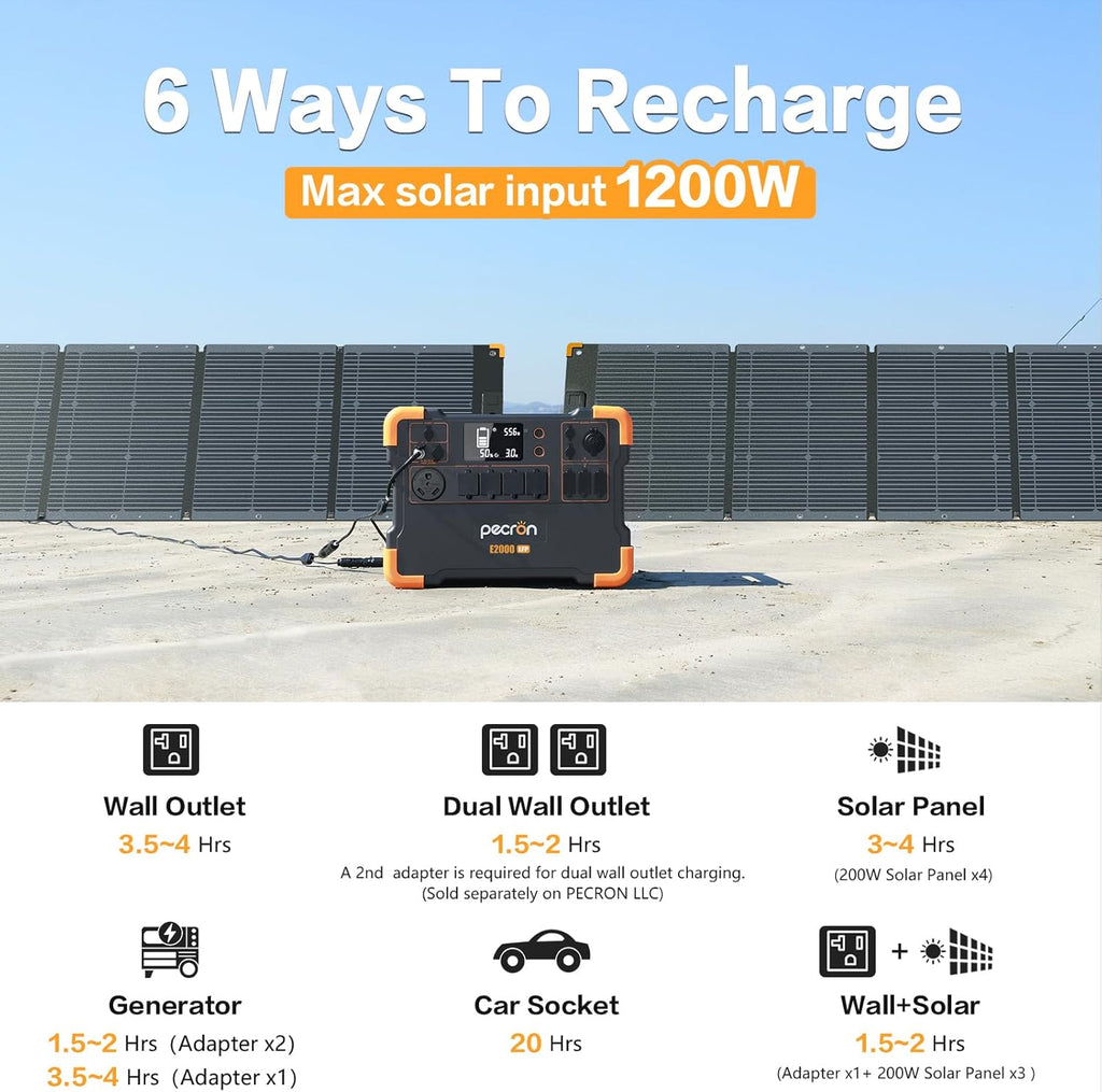 Portable Power Station with 6 Solar Panels LiFePO4 Battery Backup Z425292