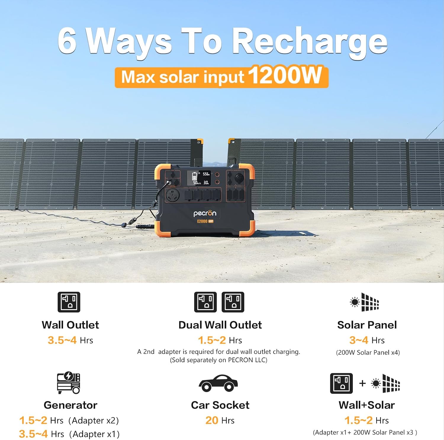 Portable Power Station with 6 Solar Panels LiFePO4 Battery Backup Z425292