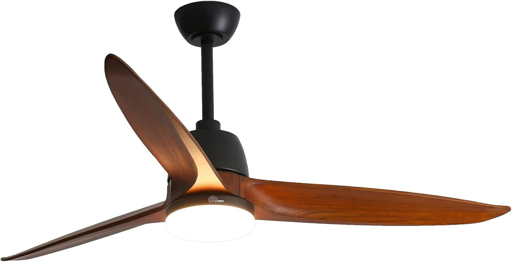 60 Inches Ceiling Fan With Lights 3 Carved Wood Fan Blade Remote Control D958796