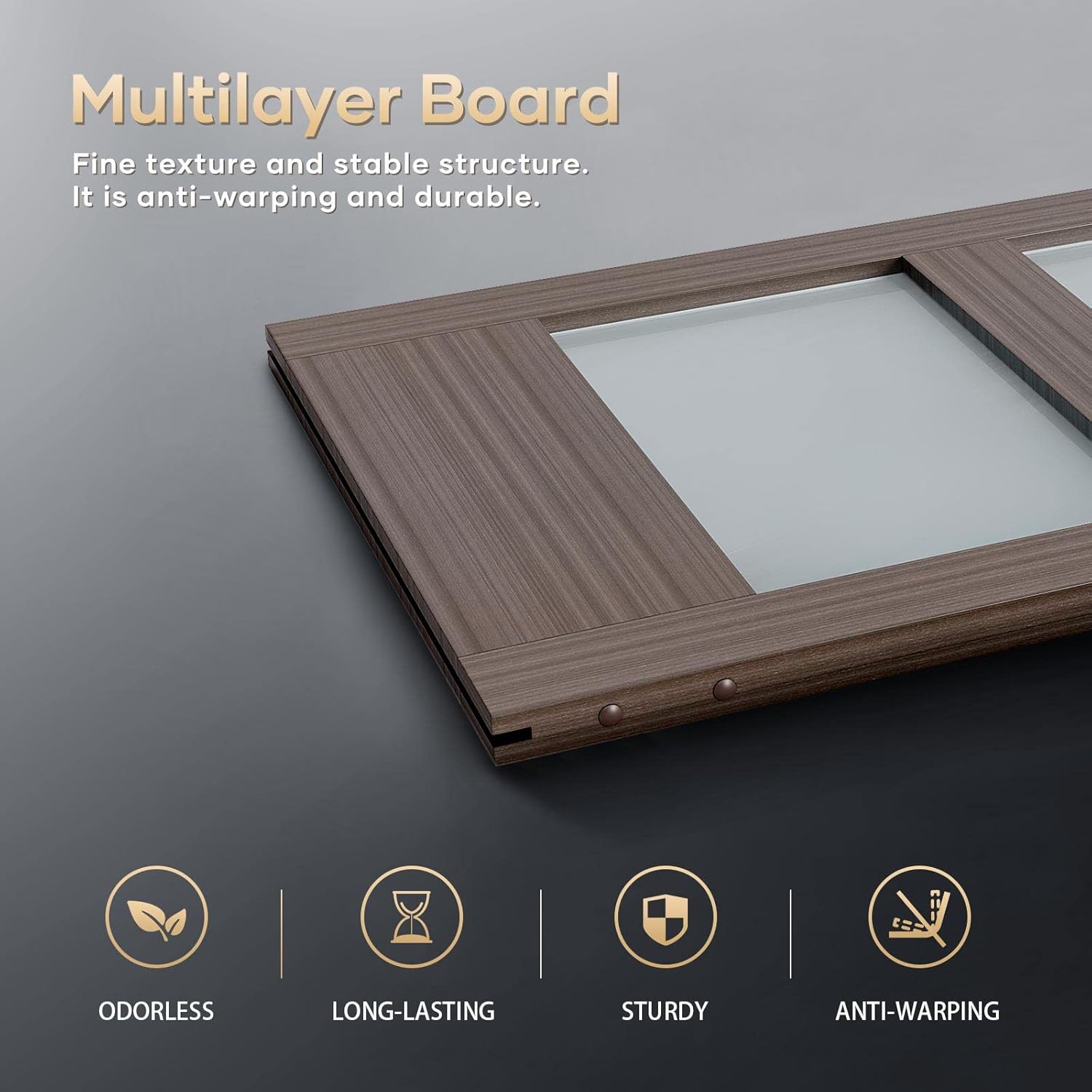 Glass Sliding Barn Door Slab with Hardware Kit, MDF Wood Panel with PVC Surface V4740