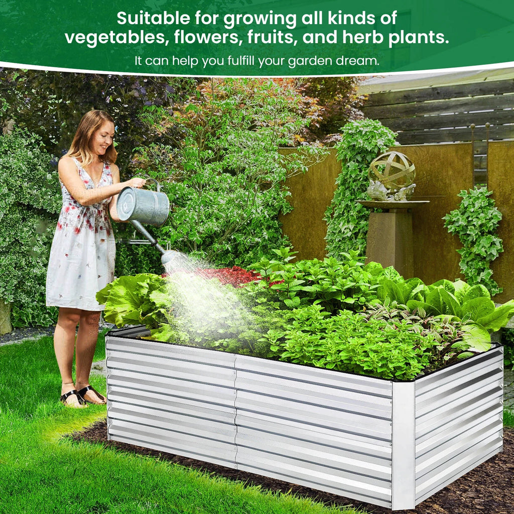 Galvanized Raised Garden Beds 6ftx3ftx2ft Large Metal Planter Box N896