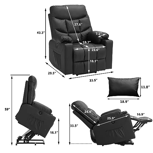 Grey Linen Fabric Power Lift Recliner Chair with Massage and Heated C16198
