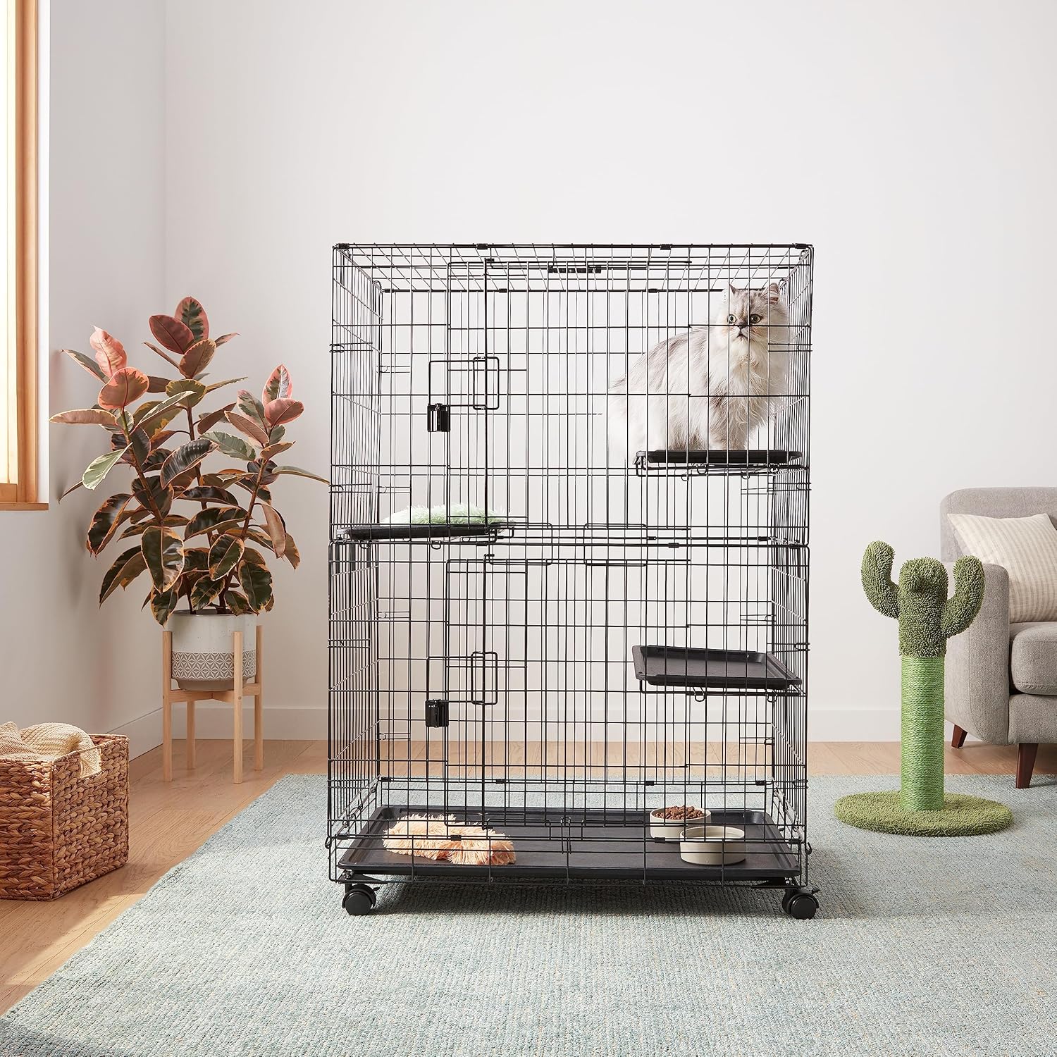 Large 3-Tier Cat Cage Playpen Crate Kennel, Black C4177