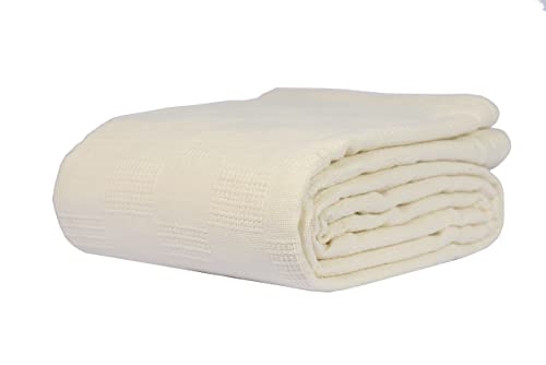 100% Cotton Thermal Blanket (74x100 in, White) X51300