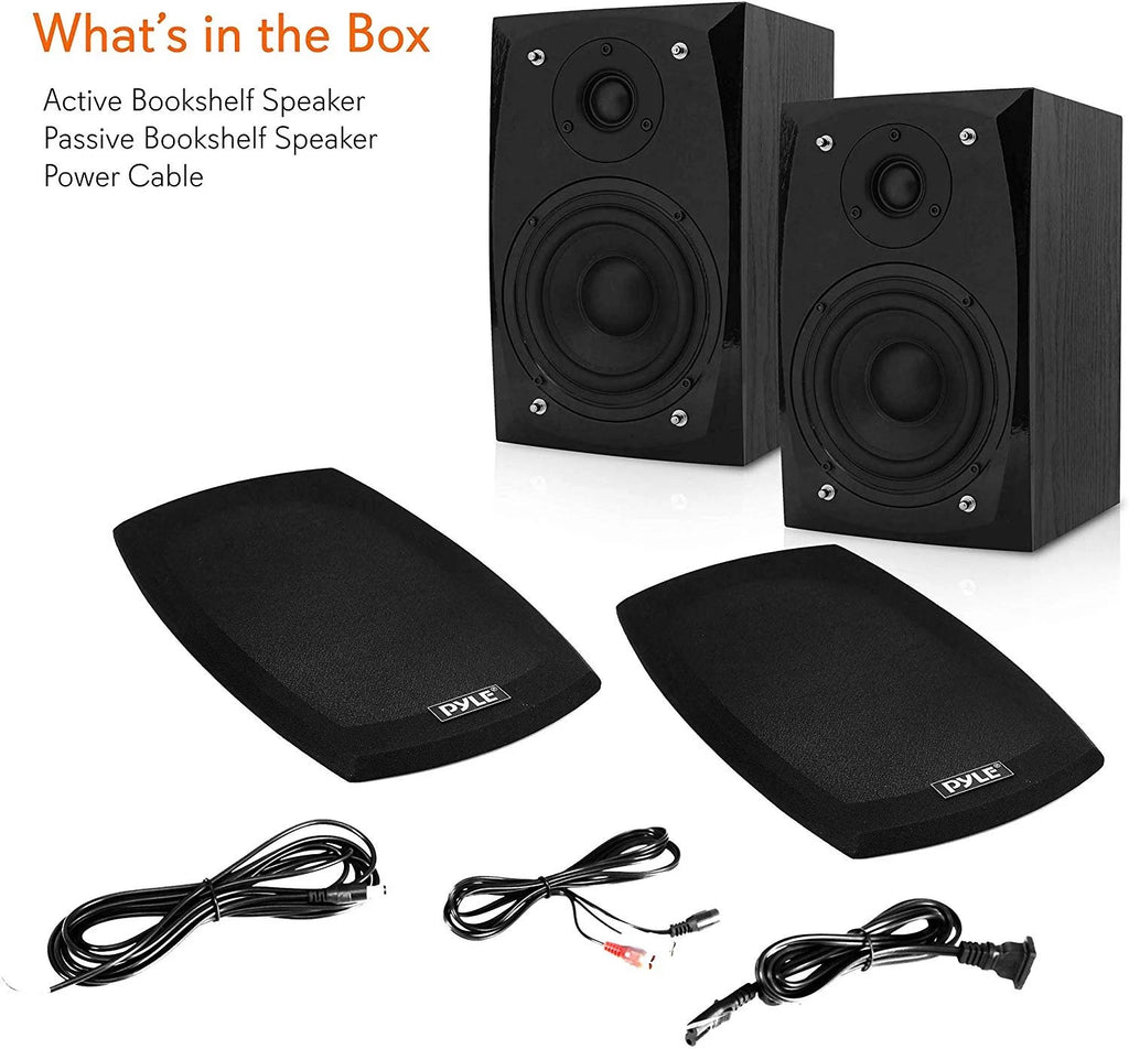 Black Bluetooth Bookshelf Stereo Speakers W13621