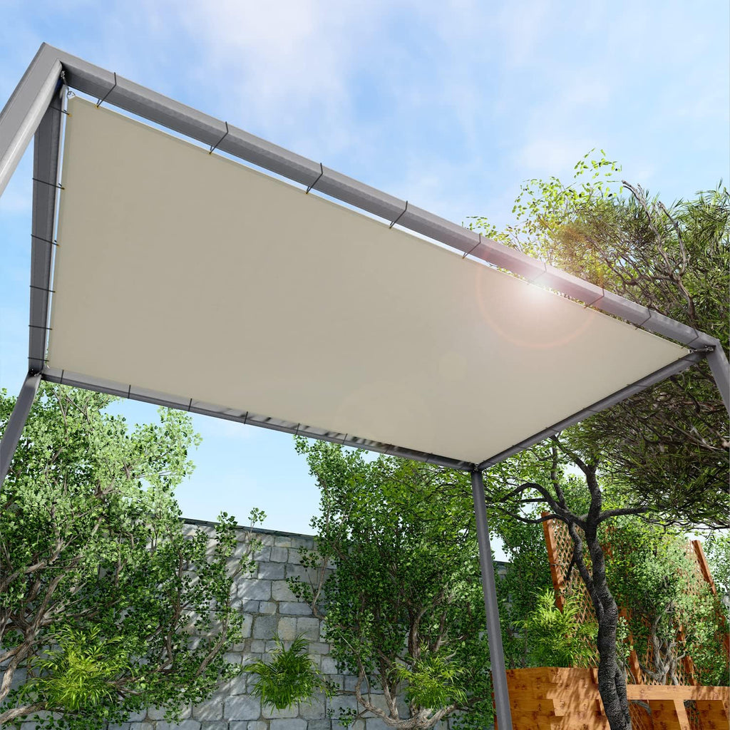 Beige Waterproof Sun Shade Sail Straight Edge Outdoor Canopy Cover F13832