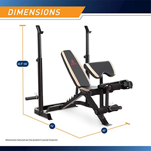 White/Black Olympic Workout Bench with Weight Rack Storage E126928