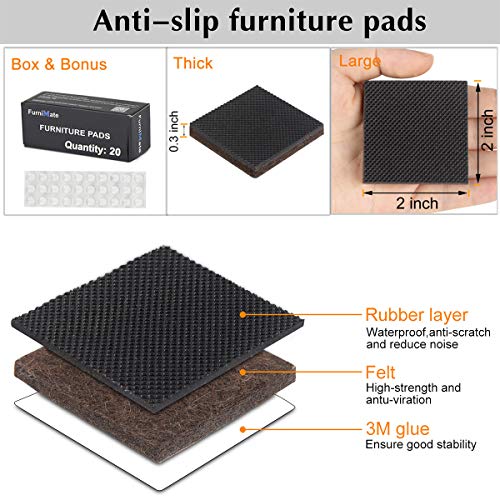 20 Pieces 2" Self Adhesive Furniture Pads with 30 Bumper Pads J432