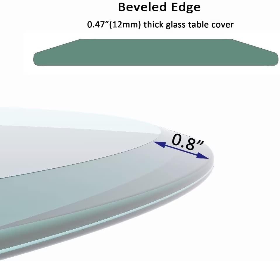 24 Inch Round Tempered Glass Table Top Clear 1/2 Inch Thick Beveled Polished Edge D168648