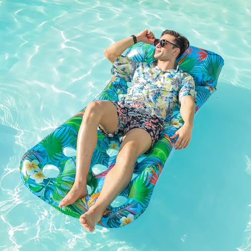 2 Pack Large Inflatable Pool Float Raft with Headrest I207
