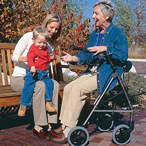 Burgundy Rollator Walker with Extra Wide Seat and Backrest E5740