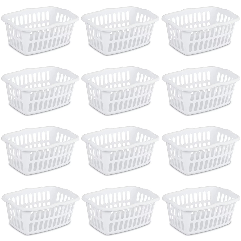 12 Pack Large Rectangular Plastic Laundry Basket Bins C735