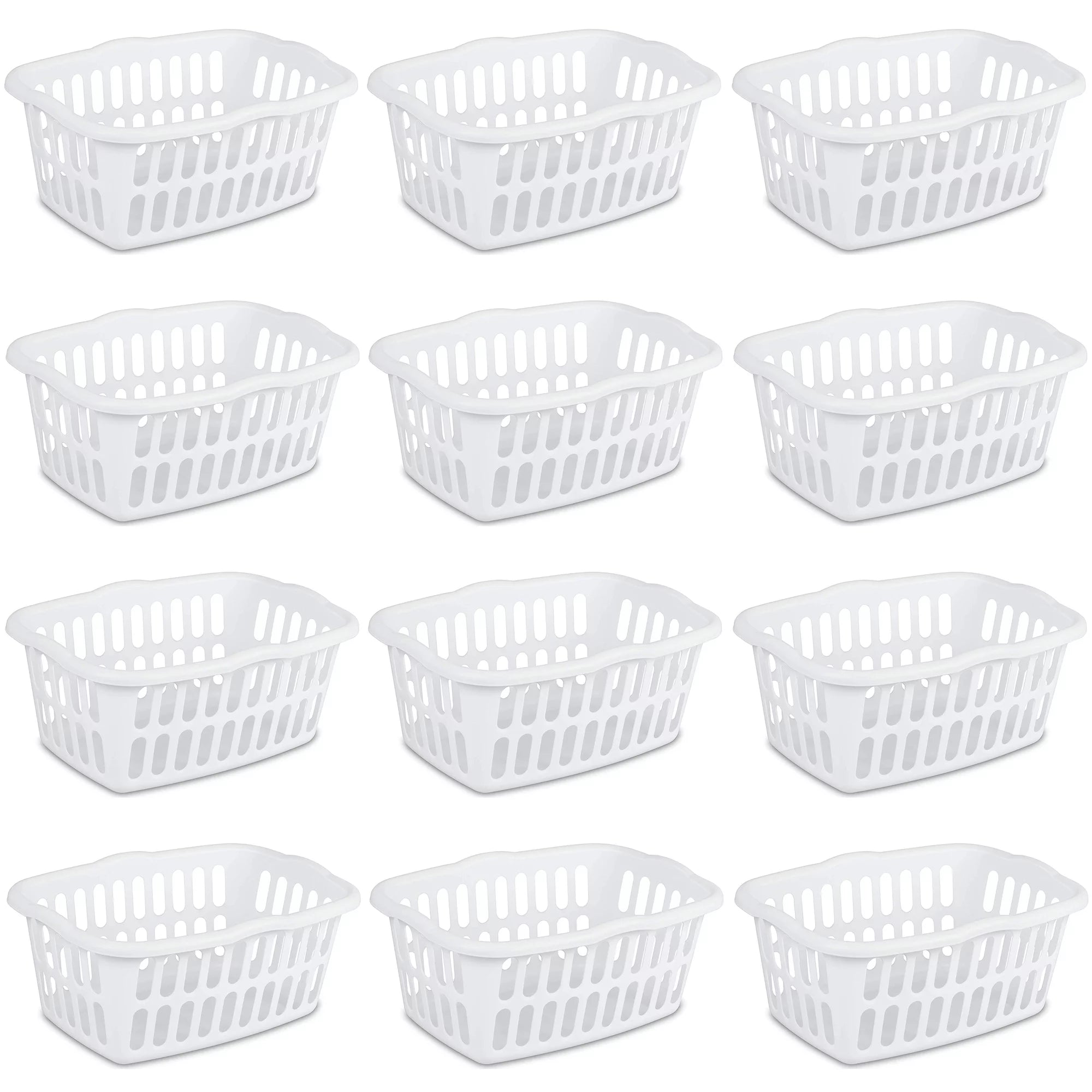 12 Pack Large Rectangular Plastic Laundry Basket Bins C735