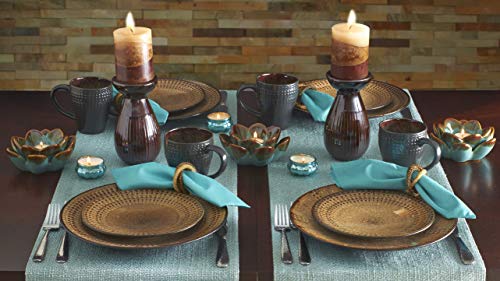 16-Piece Stoneware Dinnerware Set, Dark Brown M954693