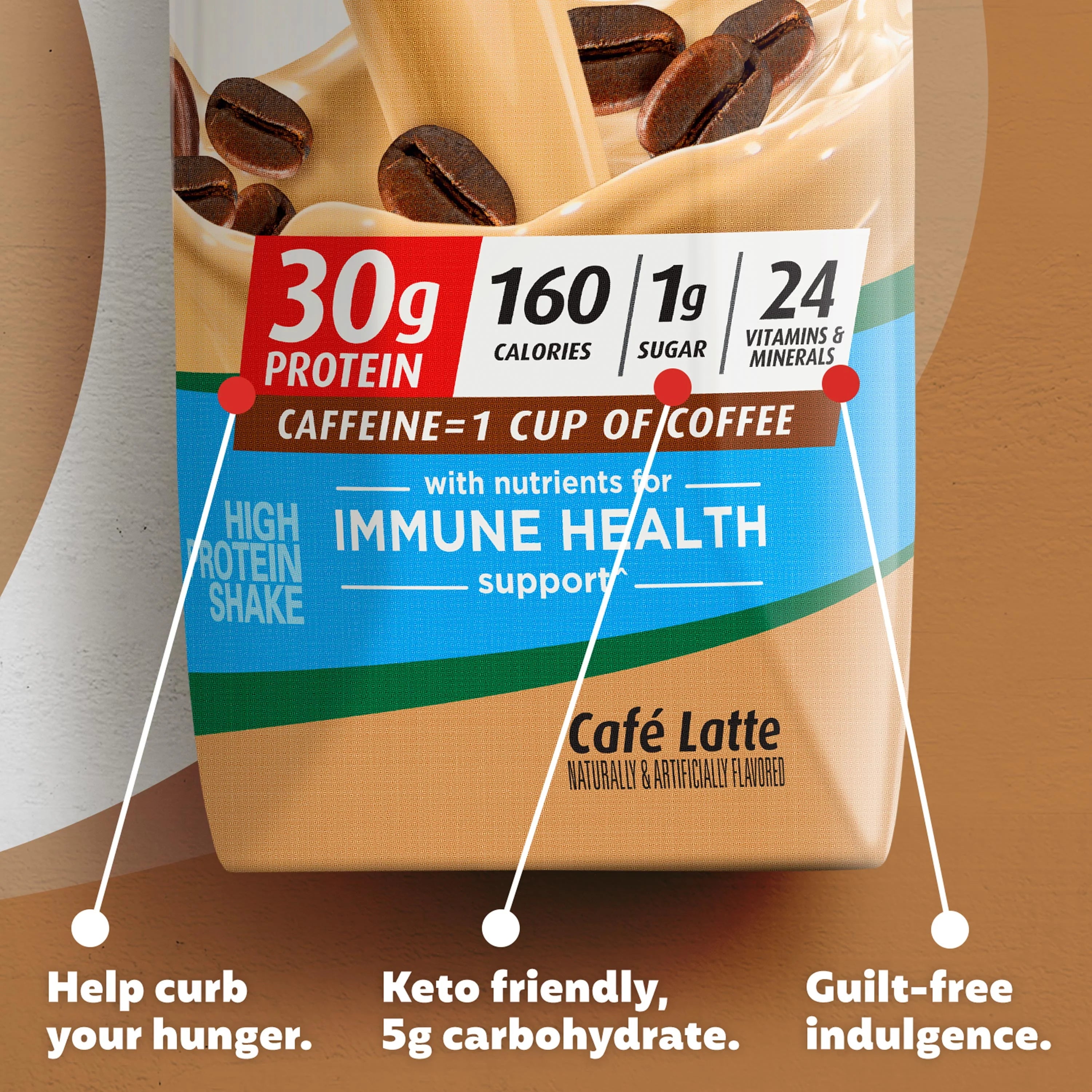Café Latte 11 fl oz 4 Ct Protein Shake K45504