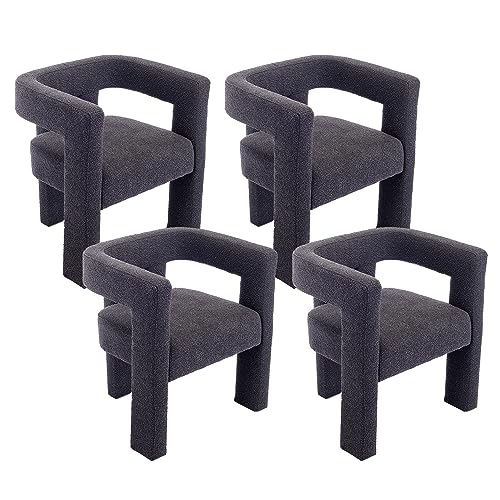 Set of 4 Green Boucle Dining Chair U950172