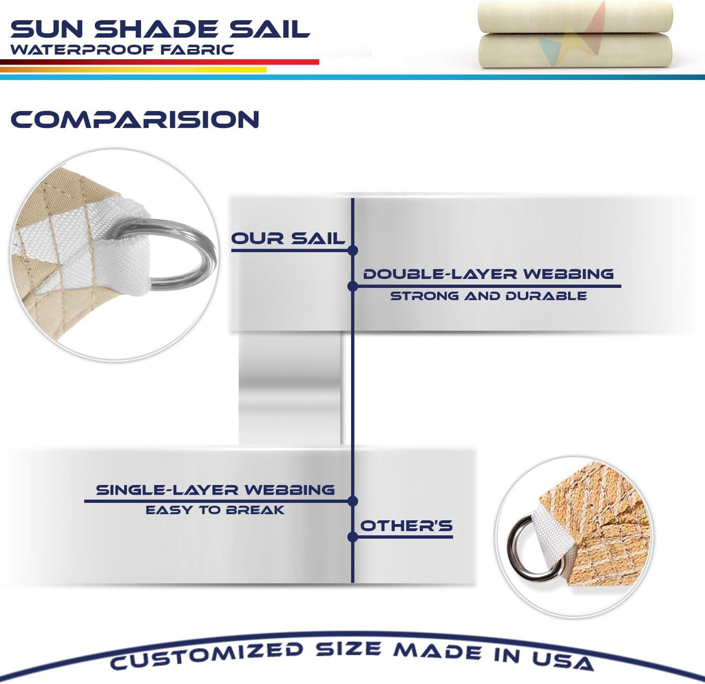 Beige Waterproof Sun Shade Sail Straight Edge Outdoor Canopy Cover F13832