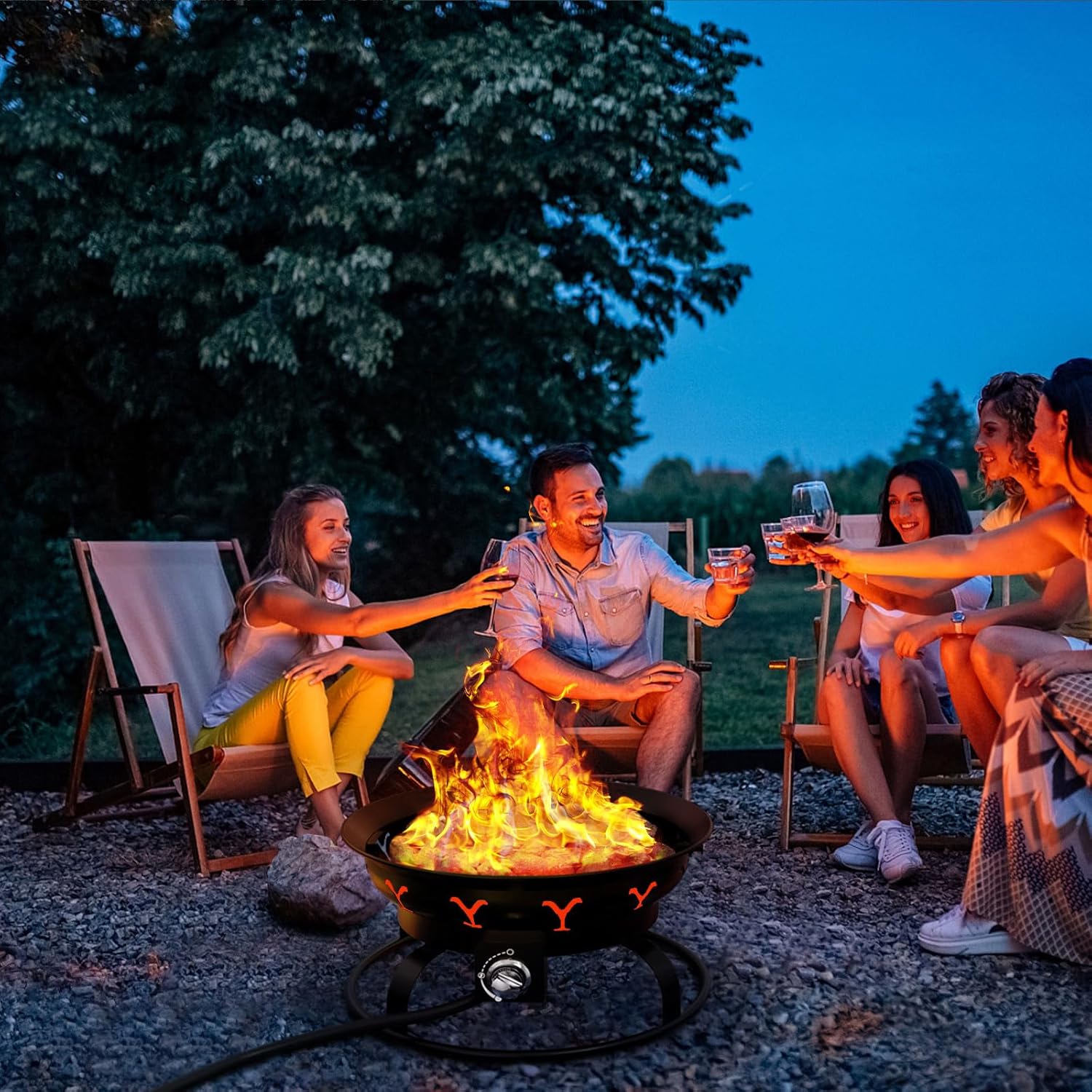 Portable Propane Fire Pit with Lid B7193