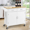 White Rolling Kitchen Cart with Wooden Top Z6138