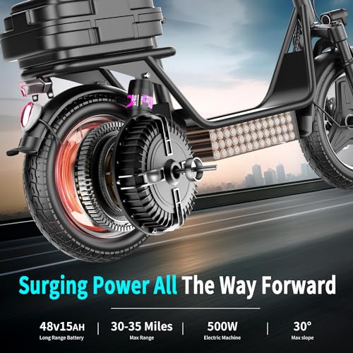 Electric Scooter with Seat, 500W Motor, 14" Pneumatic Tire T813