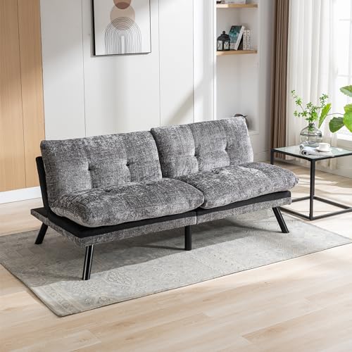 Dark Gray Polyester Memory Foam Convertible Futon Sofa Bed K9239