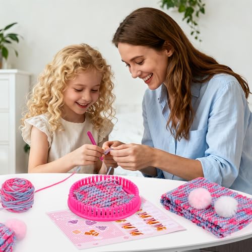 Knitting Loom Kit with Storage Bags Yarns Knitting Tools Pink E744235