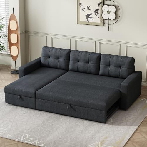 L-Shape Reversible Sectional Sleeper Sofa Bed with Storage Chaise Z9733
