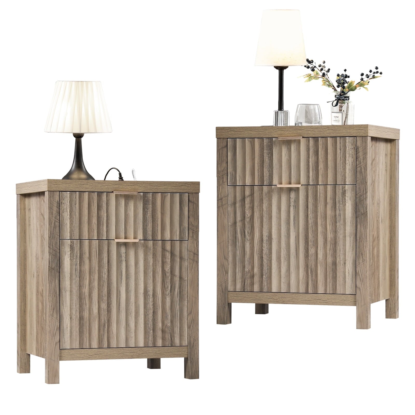 Set of 2 Nightstands with 2 Drawers F205675