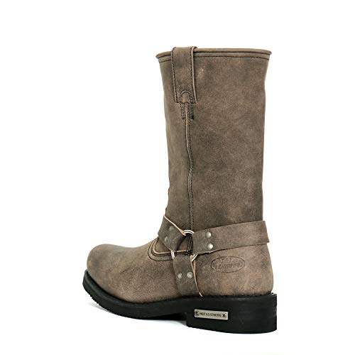 Stone Wash Brown 11-inch Tall Harness Leather Boots S35137